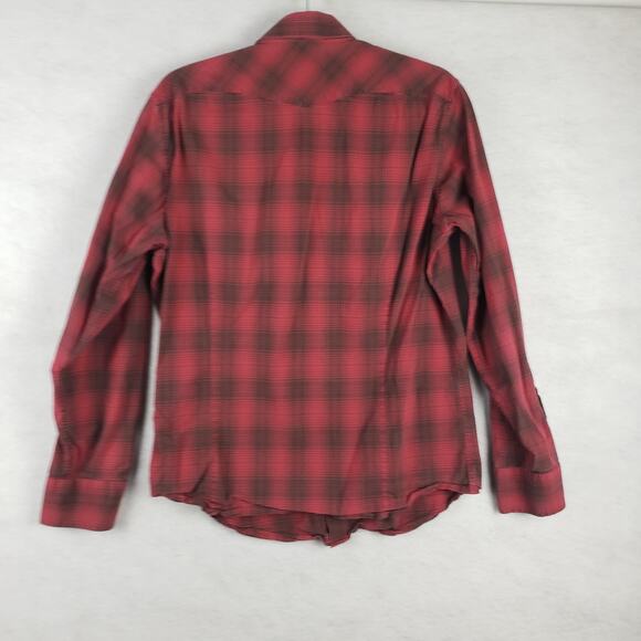 Banana Republic Men's M Slim Fit Button Down‎ Plaid Dress Shirt Dark Red Classic - Picture 7 of 7